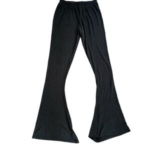 Pixie Market Textured Crepe Flared High Rise Pants Black Size Small Pull On
